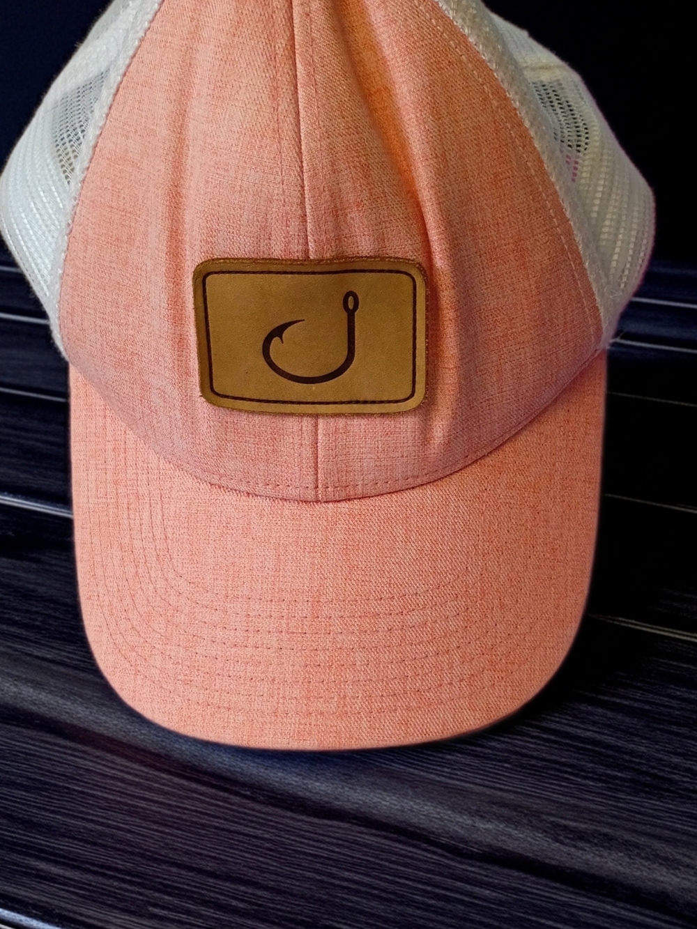 Peach Trucker Hat with Hook Patch